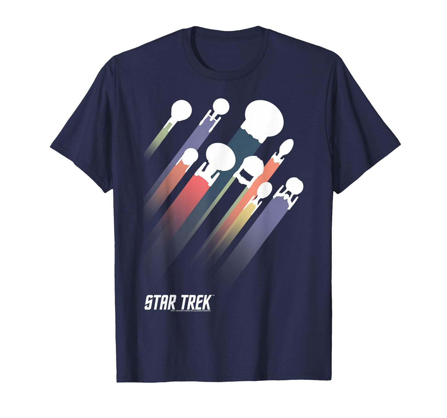 Star Trek Federation Ships Rainbow Stripe T-Shirt