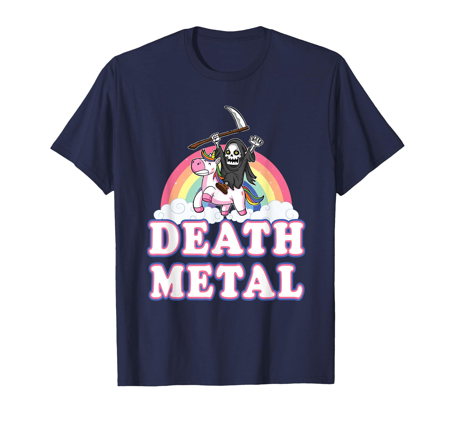Death Metal T-Shirt Funny Rainbow Grim Reaper Unicorn Shirt T-Shirt