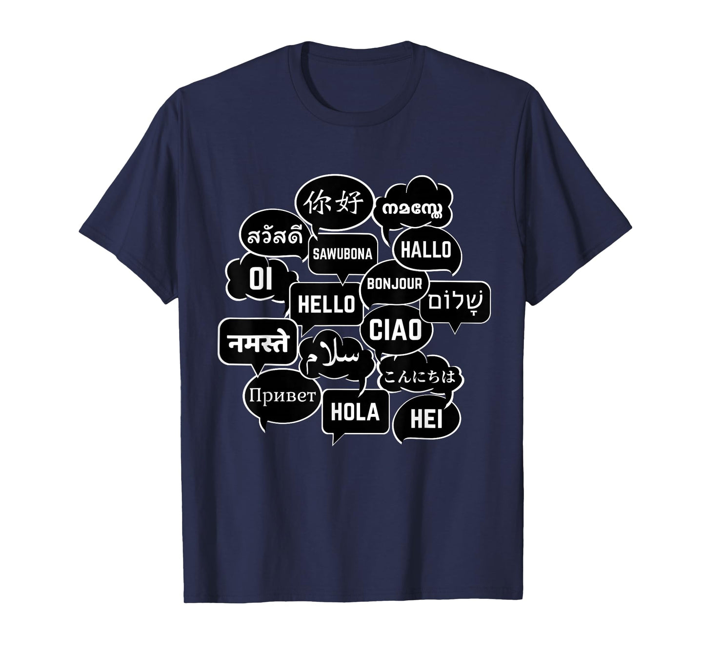 Hello in many Languages Translator Globetrotter Polyglot T-Shirt