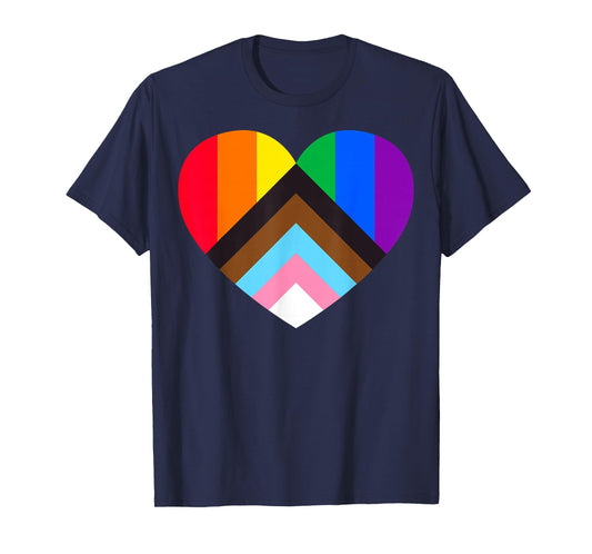 Progress Pride Rainbow Heart LGBTQ | Gay Lesbian Trans T-Shirt
