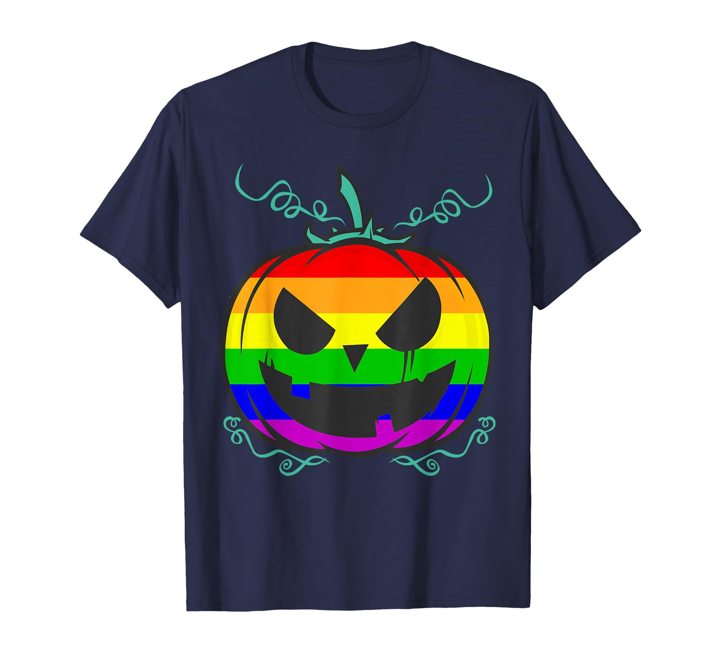 Funny LGBT Gay Pride Halloween Rainbow Flag Scary Pumpkin T-Shirt