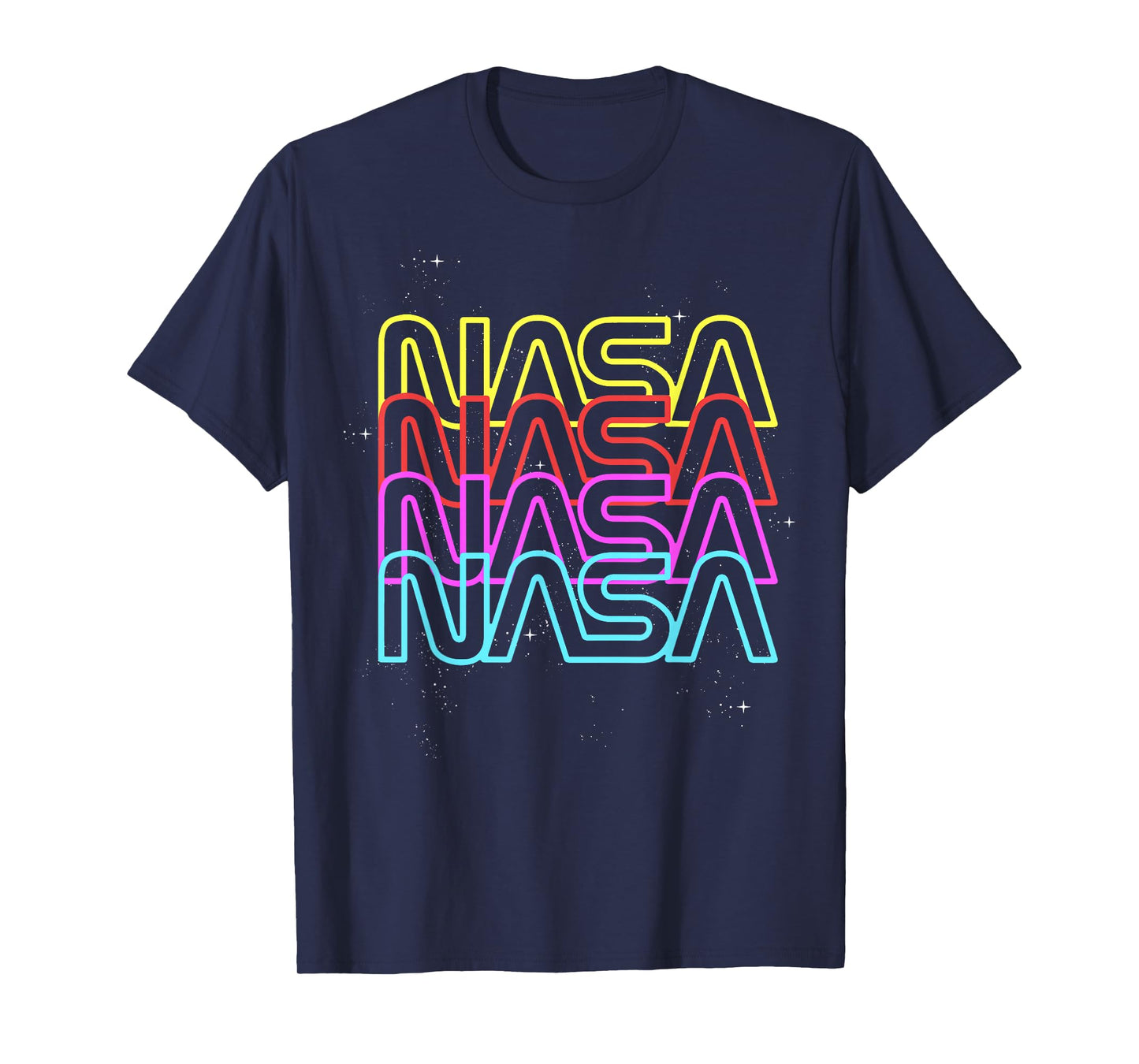 NASA Neon Rainbow Repeat Text Logo T-Shirt