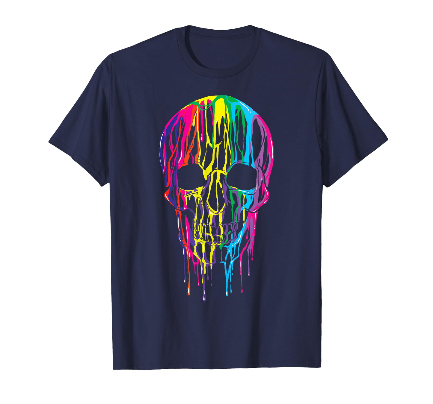 Colorful Melting Skull Halloween Boys Rainbow Graphic Art T-Shirt