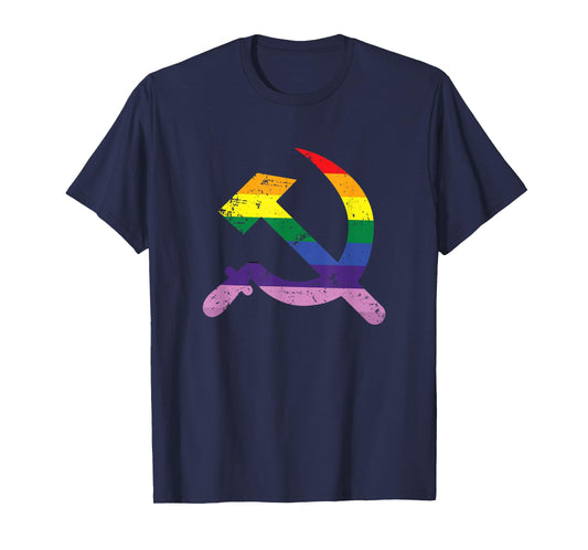 LGBTQ Hammer And Sickle Communist Rainbow Flag Pride T-Shirt