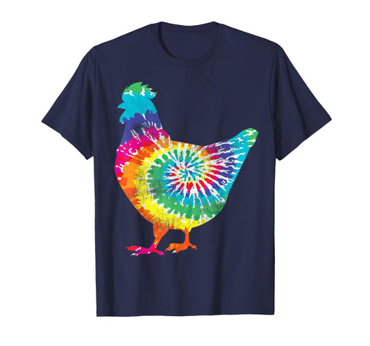 Tie Dye Chicken for Hippy Farmer Hobby Farm T-Shirt Small