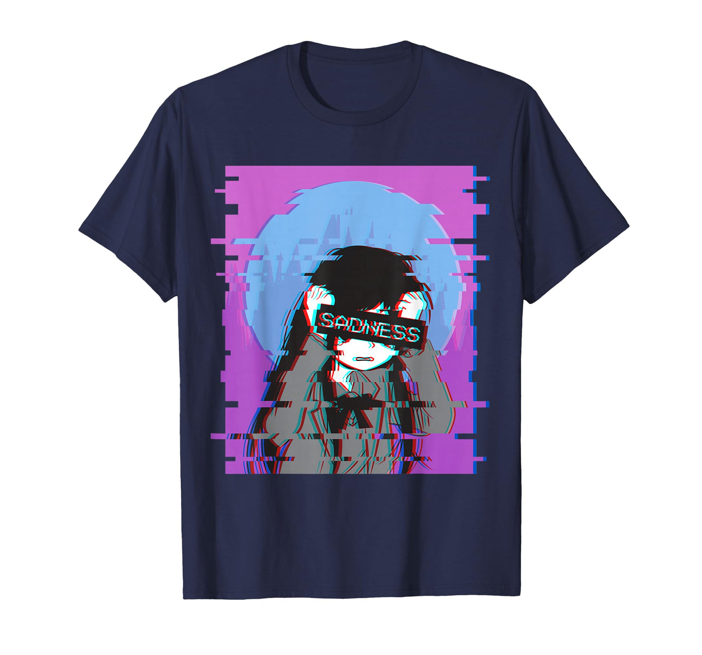 Sad Anime Girl - Japanese Aesthetic Vaporwave Anime Otaku T-Shirt