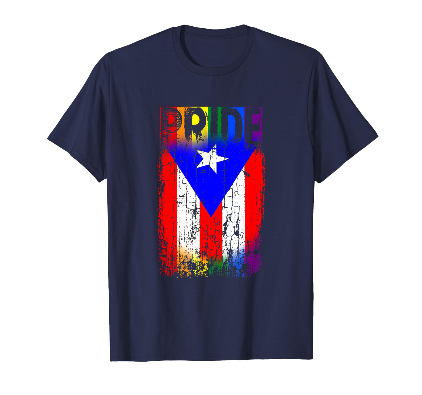 Puerto Rico Rican Gay Pride Flag LGBTQ Boricua Distressed T-Shirt
