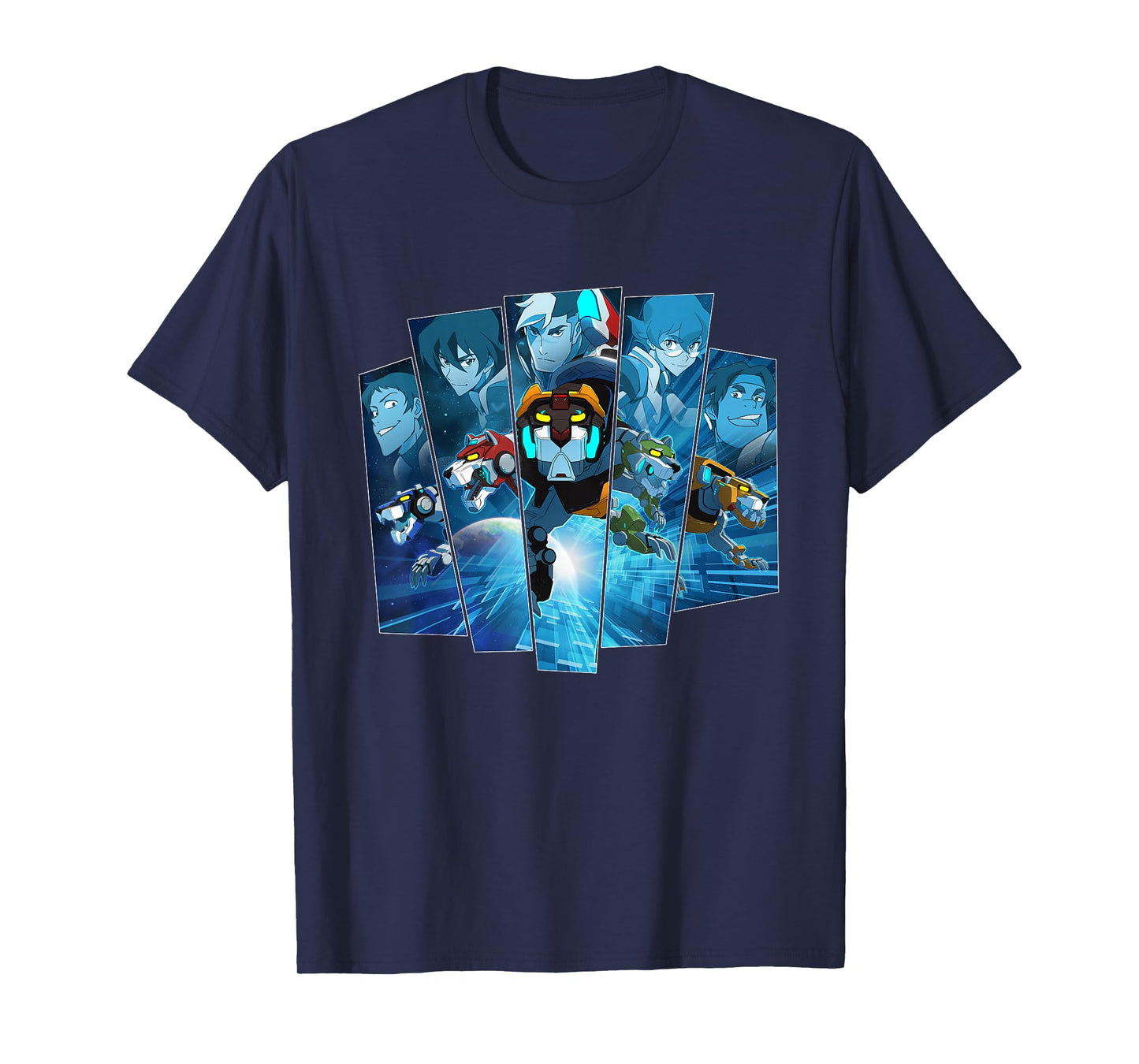 Voltron Legendary Defender 5 Lions in Blue Hue T-Shirt T-Shirt