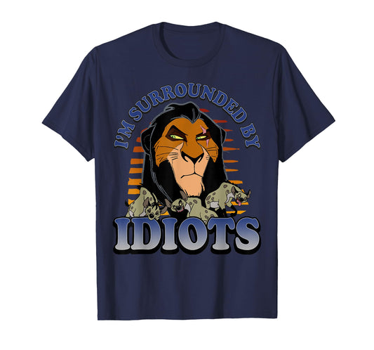 Disney The Lion King Retro Scar Surrounded by Idiots Logo T-Shirt
