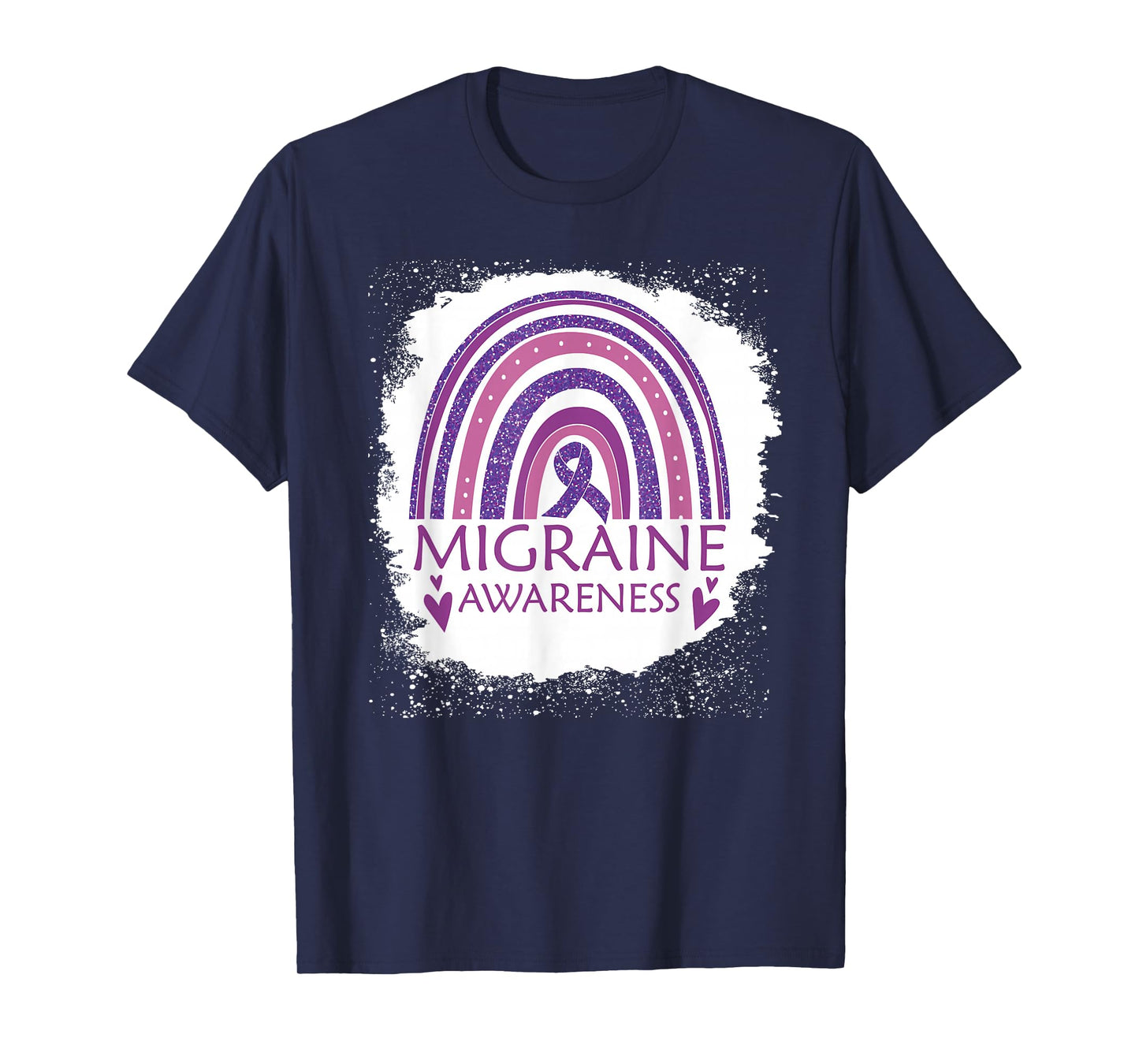 Migraine Awareness Bleached Rainbow Purple Ribbon Men T-Shirt