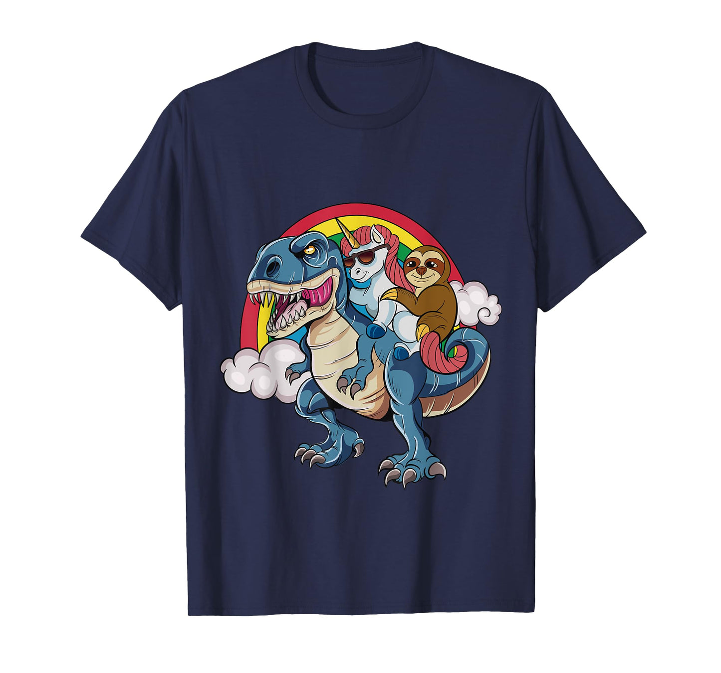 Magical Unicorn & Sloth Riding A Dinosaur Rainbow T Shirt T-Shirt