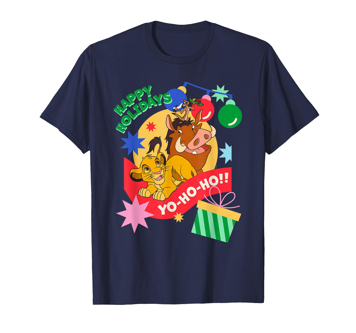 Disney The Lion King Simba Timon Pumbaa Happy Holidays T-Shirt