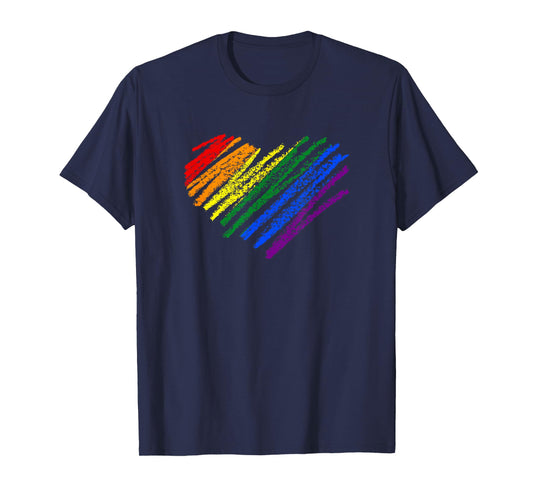 Hand Drawn Heart Gay Pride Flag - LGBT LGBTQ Rainbow Heart T-Shirt