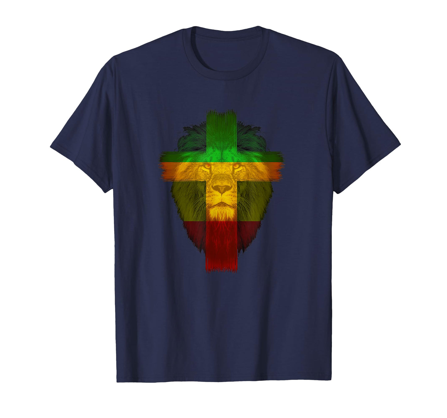 Ethiopian Flag Colors on Lion Shirt Ethiopian Cross Shirt T-Shirt