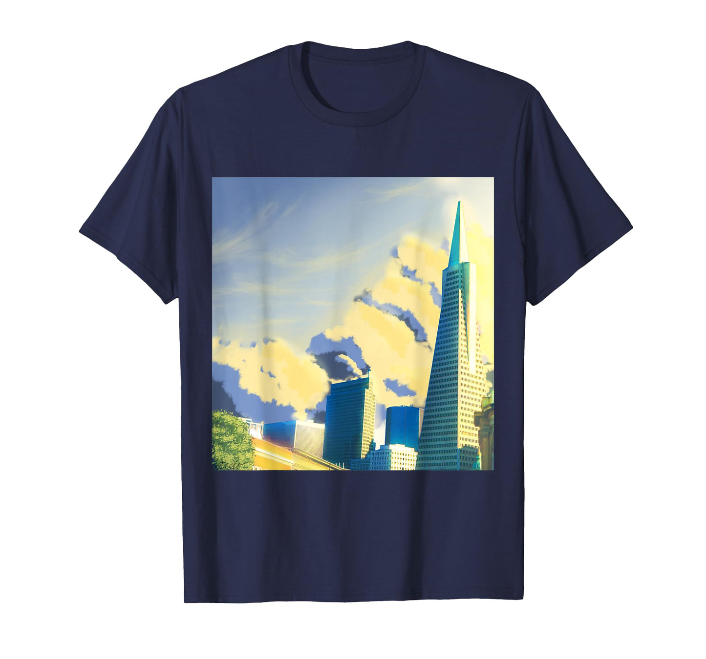 SF Transamerica Pyramid Scenery - Relaxing Anime Sunset T-Shirt