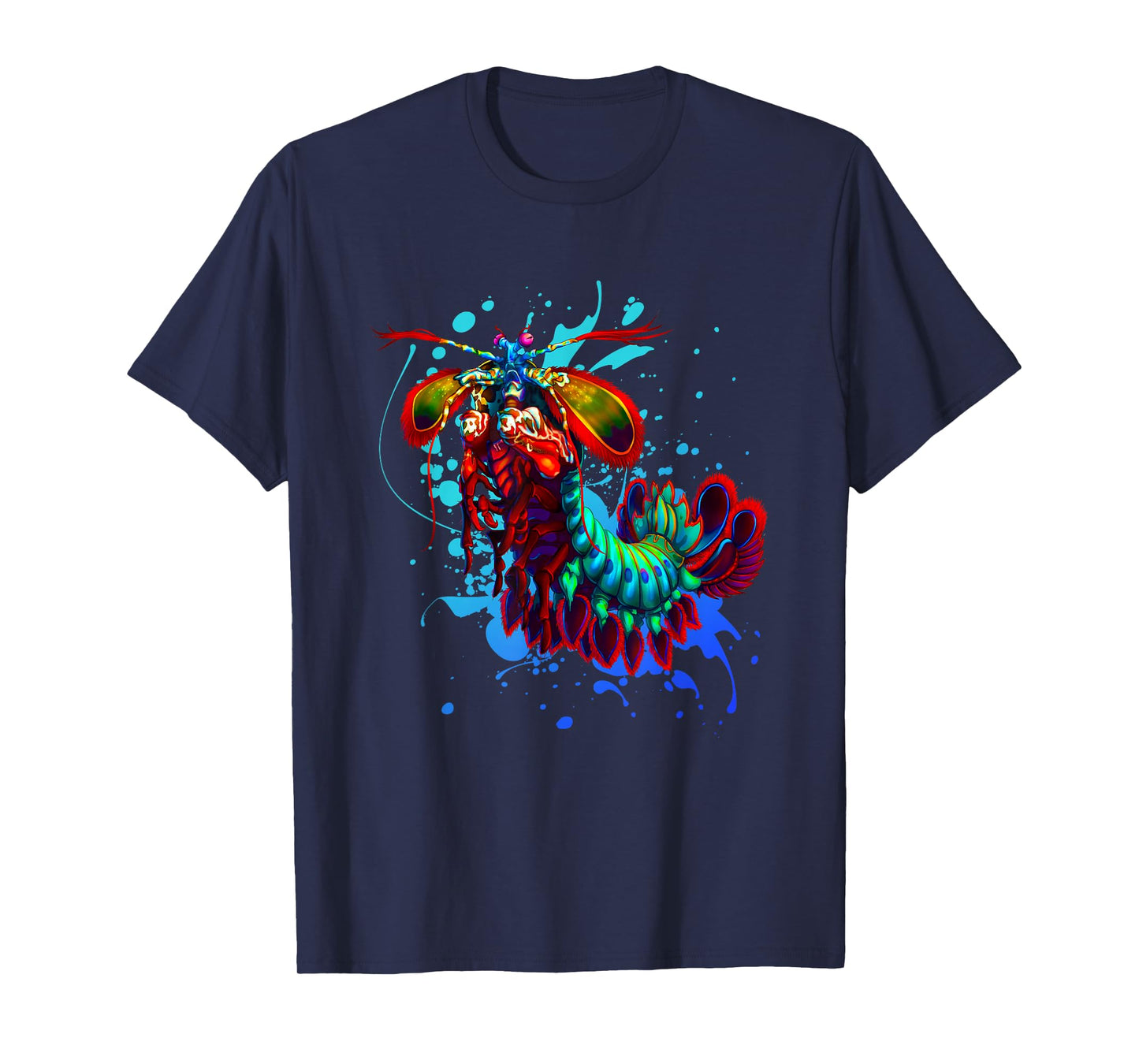 Rainbow Peacock Mantis Shrimp Blue Splash T-Shirt T-Shirt