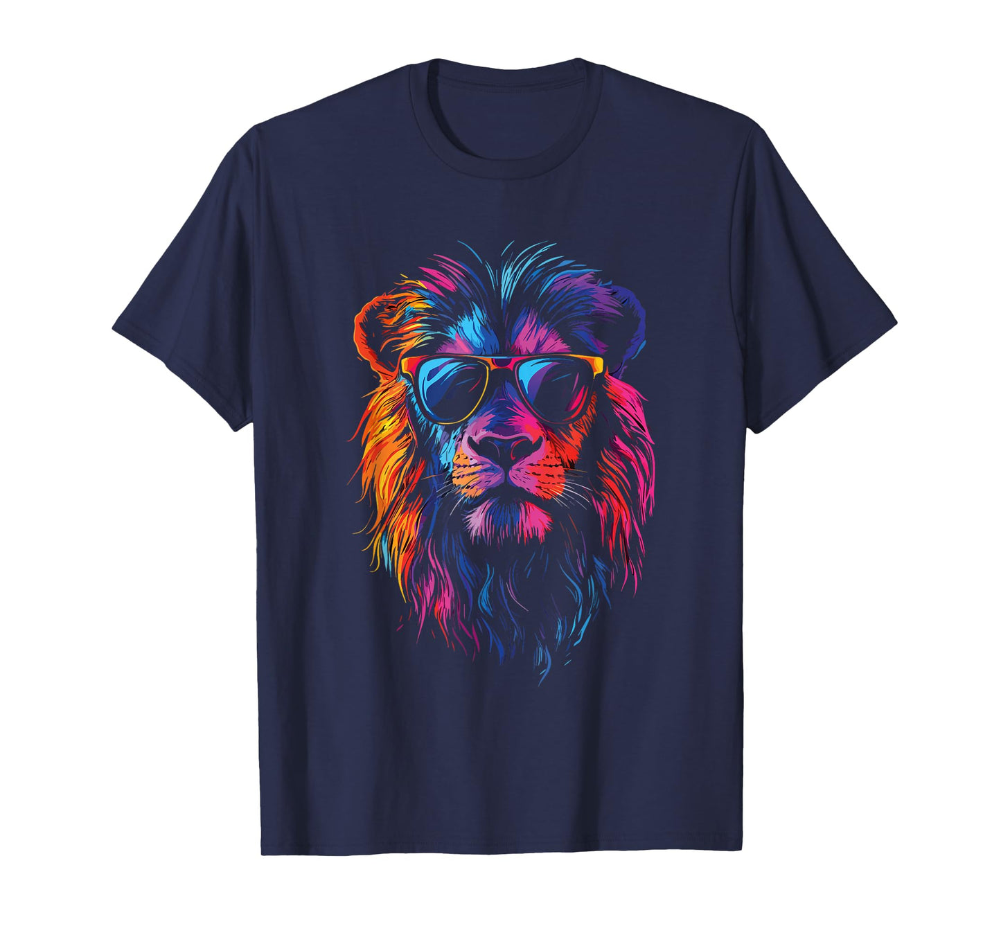 Colorful Lion with Sunglasses Bold King of The Jungle T-Shirt
