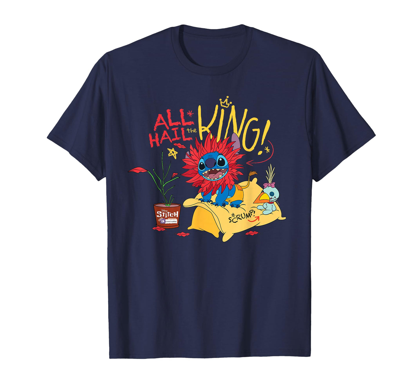 Disney 100 Stitch in Costume The Lion King All Hail The King T-Shirt
