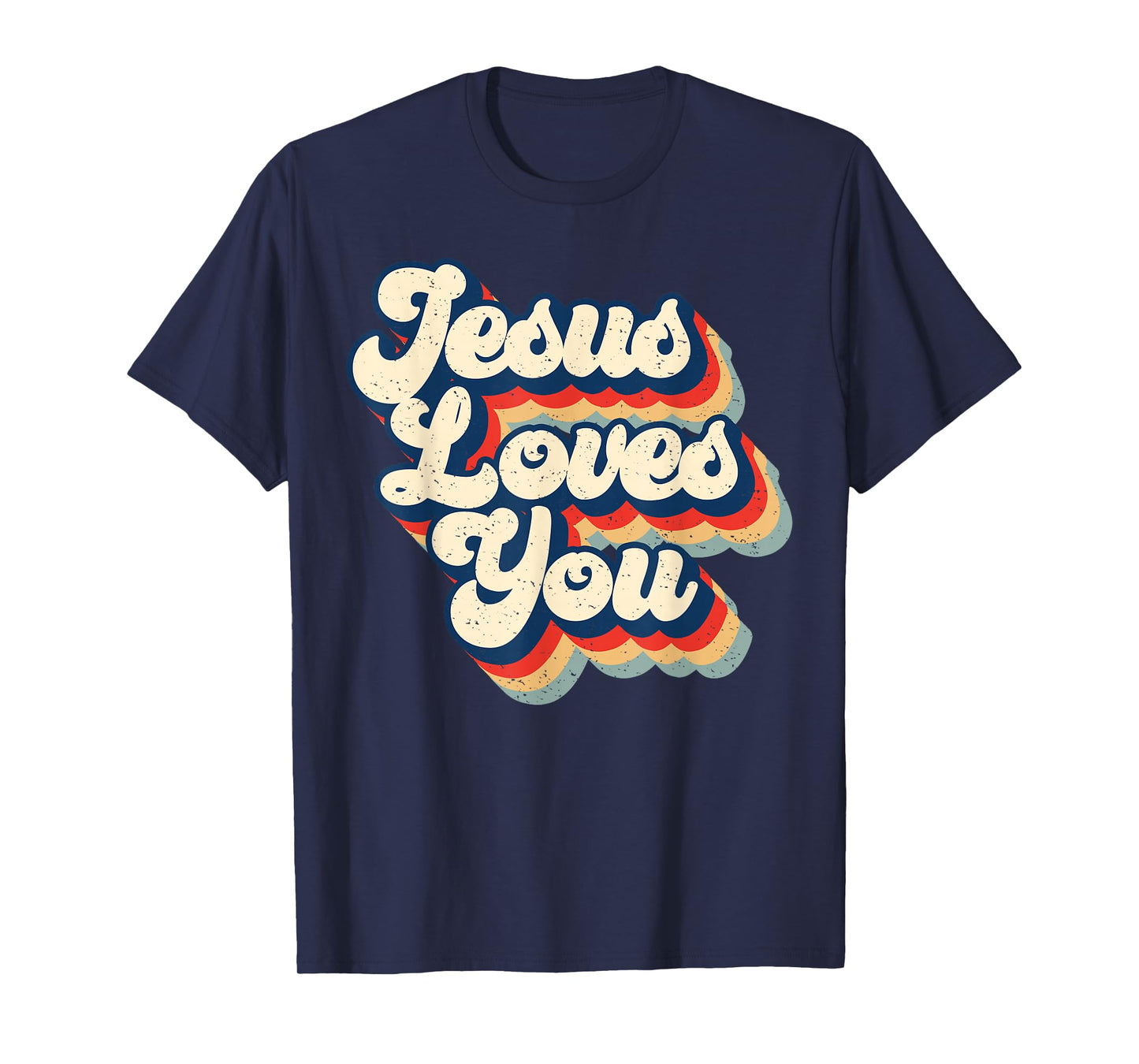 Jesus Loves Retro Vintage Christian Faith Hippie Mens Womens T-Shirt