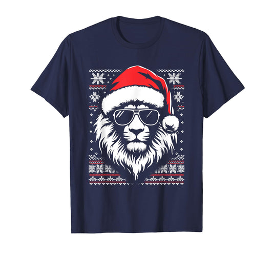 Lion King Santa Hat - Vintage Lion Xmas Ugly Christmas T-Shirt