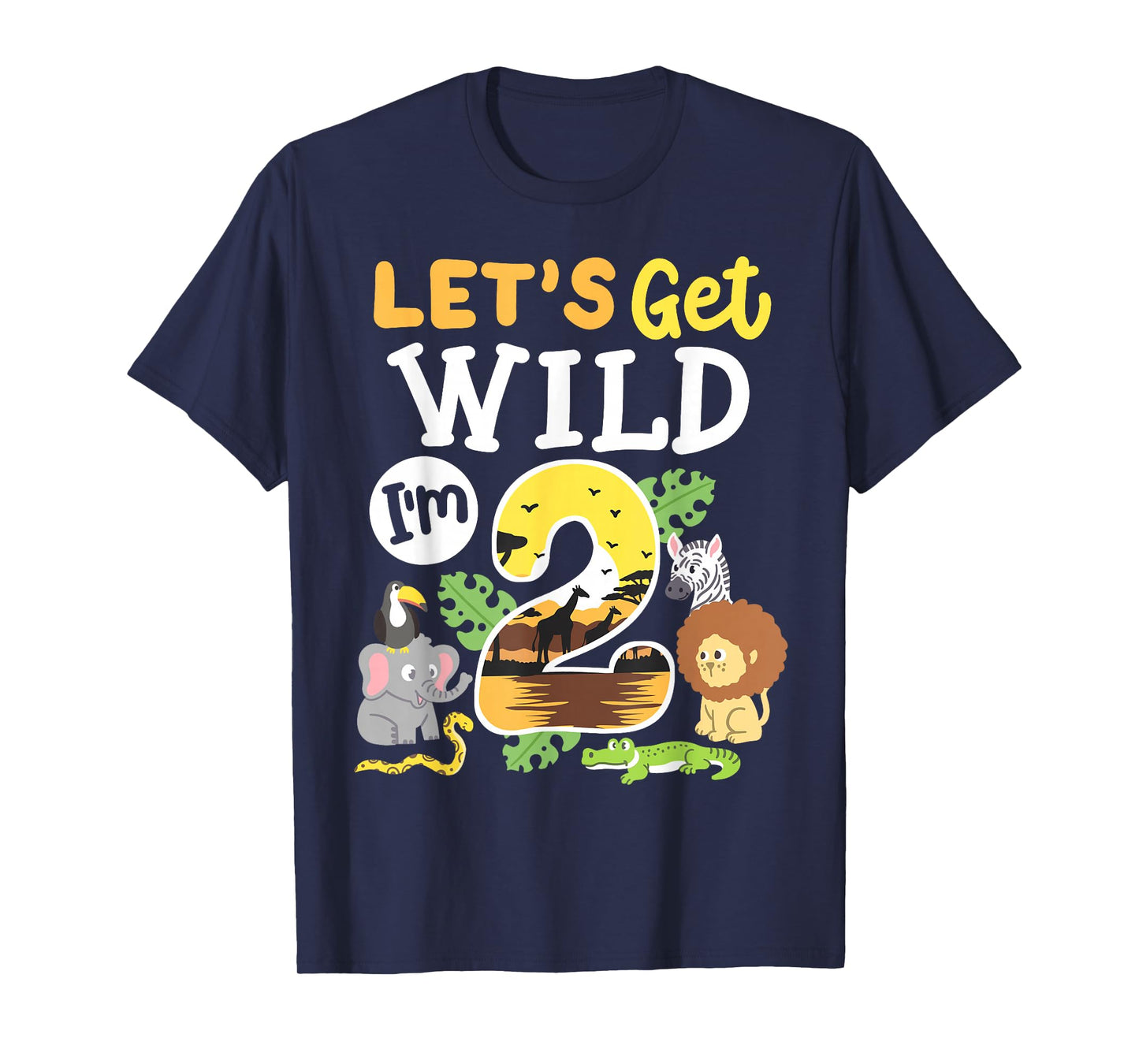 Jungle Safari Let's Get Wild 2nd Birthday Zoo 2 Year Old Kid T-Shirt