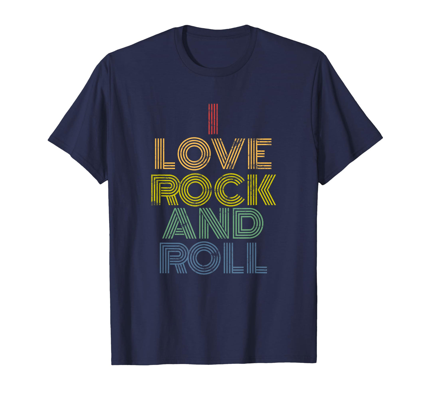 I Love Rock and Roll T-Shirt Distressed Rainbow 70s tee T-Shirt