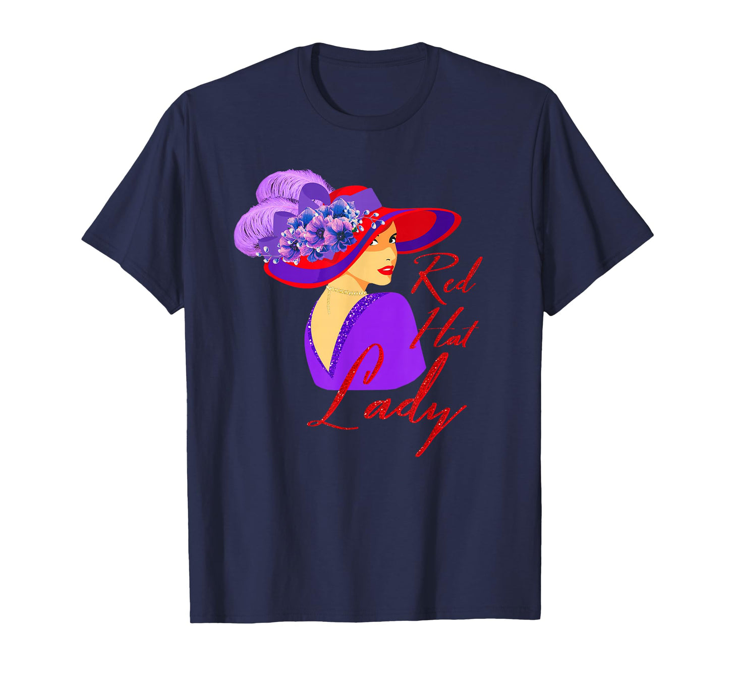 Red Hat Elegant Lady Vintage Style T-Shirt