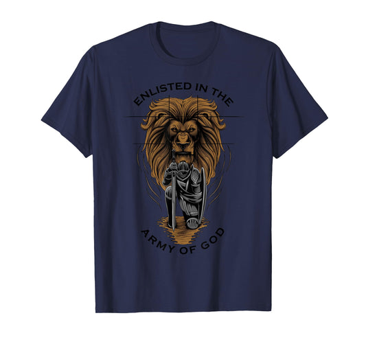 Gods Army Christian Faith Lion Warrior Religious Gifts Men T-Shirt