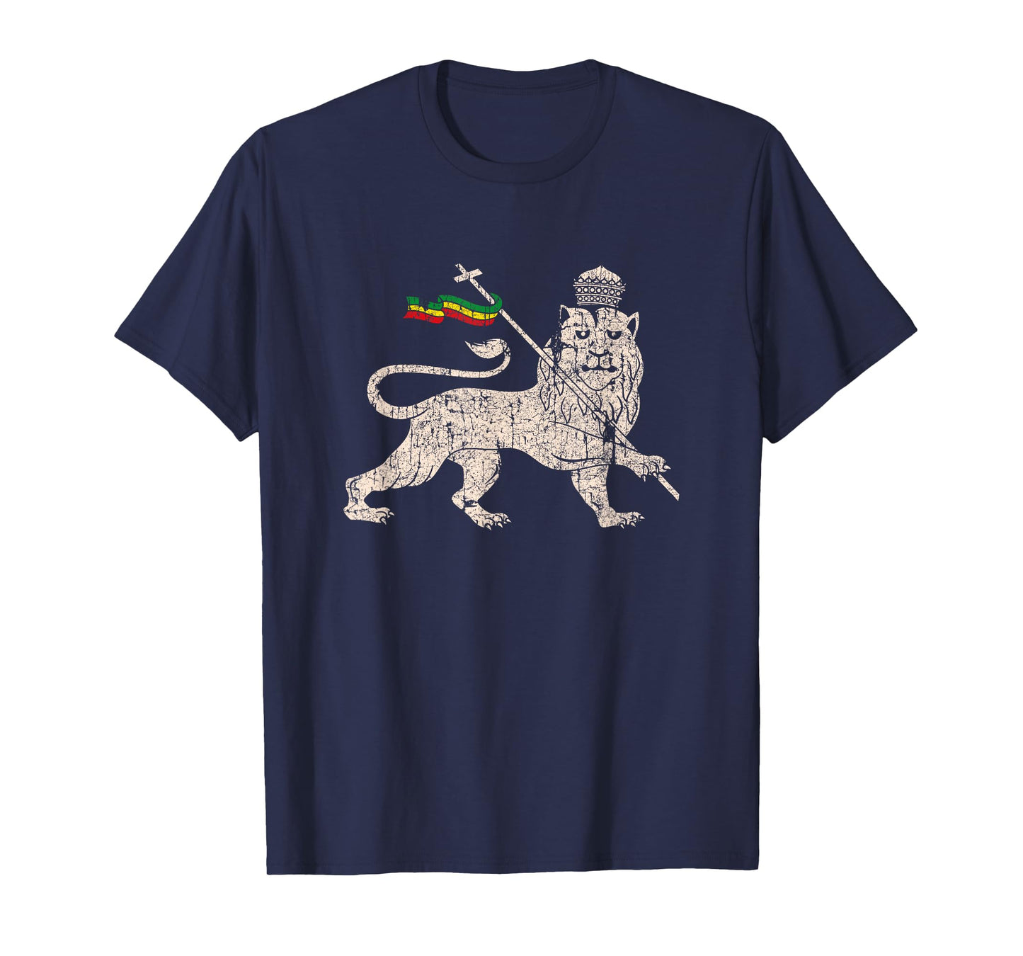 Vintage Rastafari Lion of Judah Rasta Ethiopia Flag T-Shirt