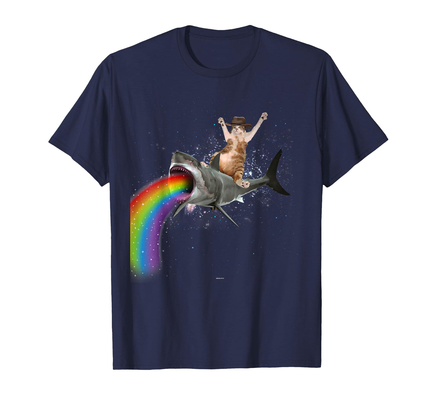 Funny Cat Rides a Rainbow Shark Shirt