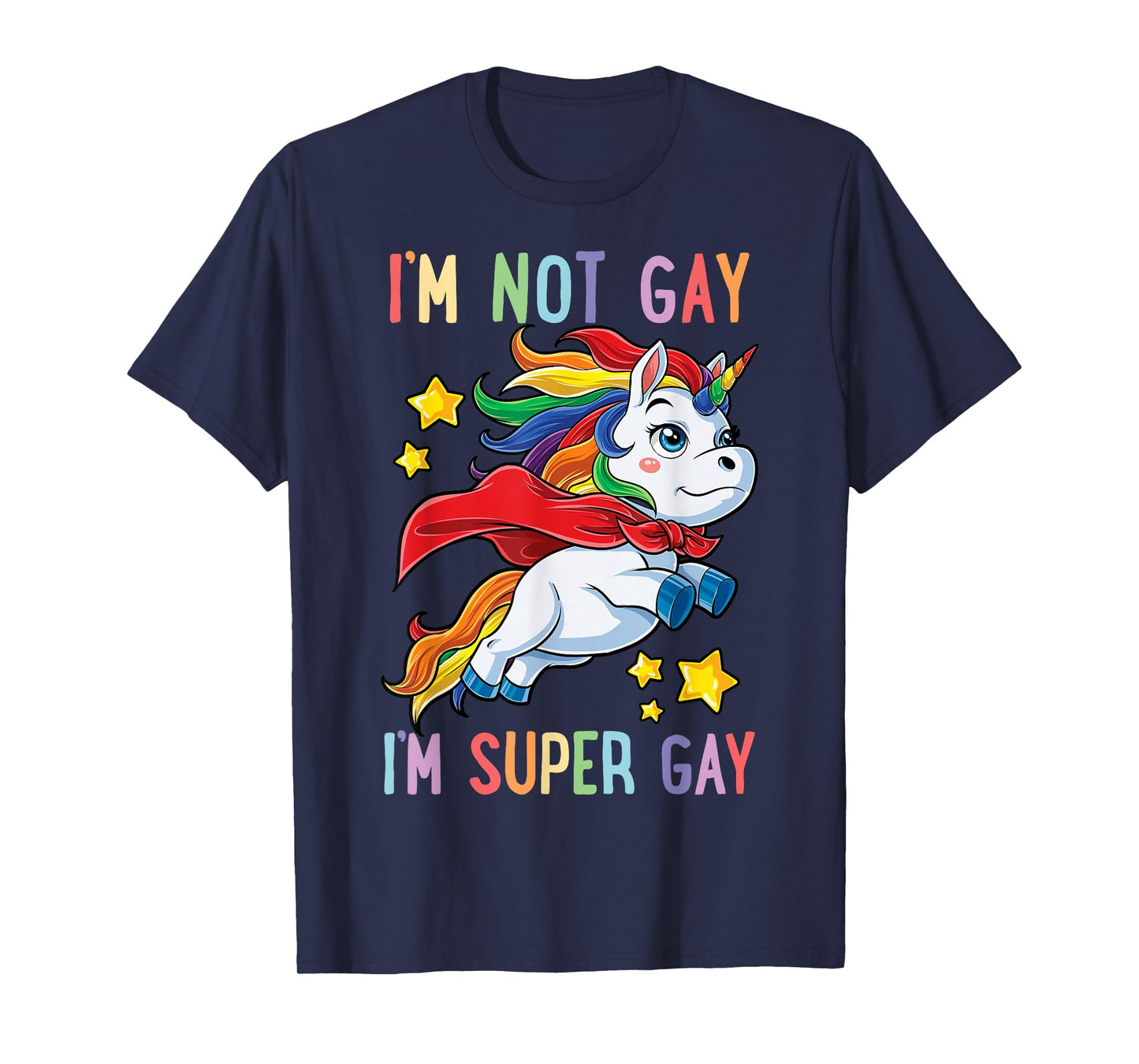 LGBTQ Unicorn Super Gay Pride LGBT Ally Rainbow Flag Retro T-Shirt