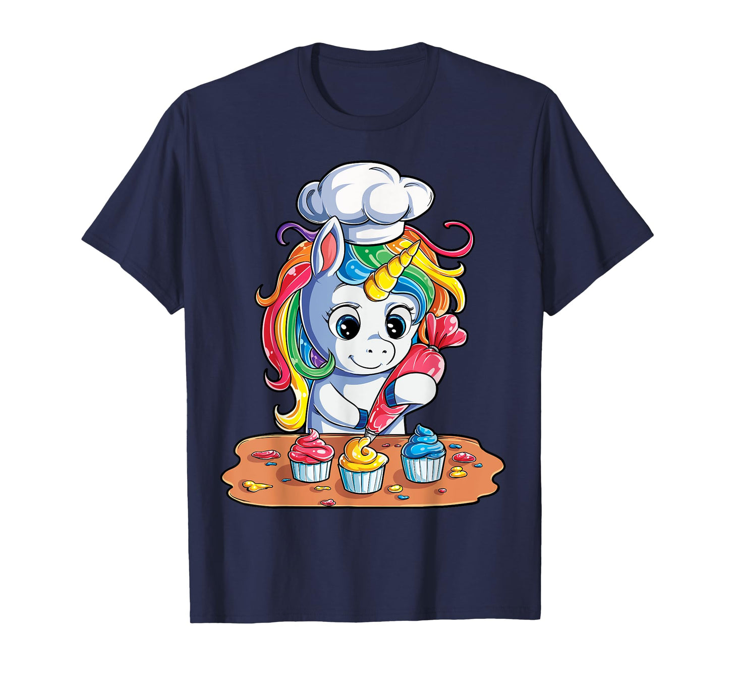 Unicorn Cupcake Funny Girls Kids Baking Cake Rainbow Gifts T-Shirt