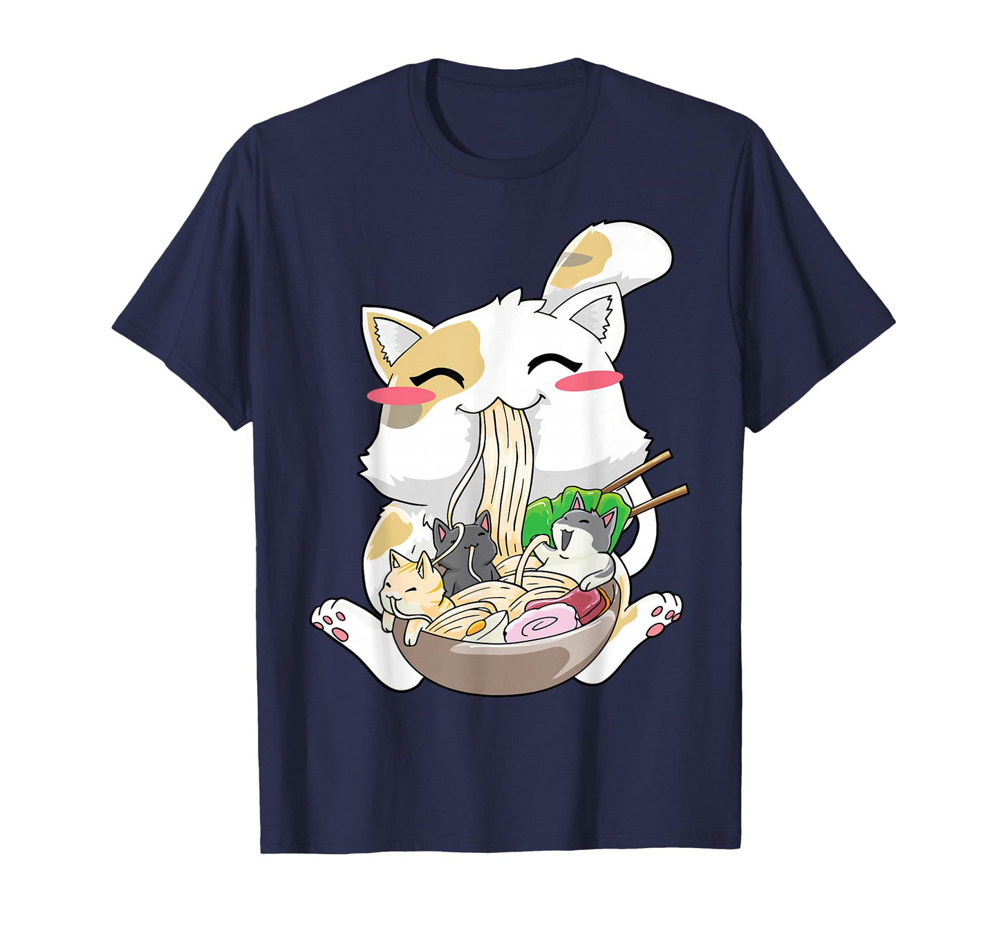 Kawaii Anime Cat Ramen Japanese Neko T-Shirt