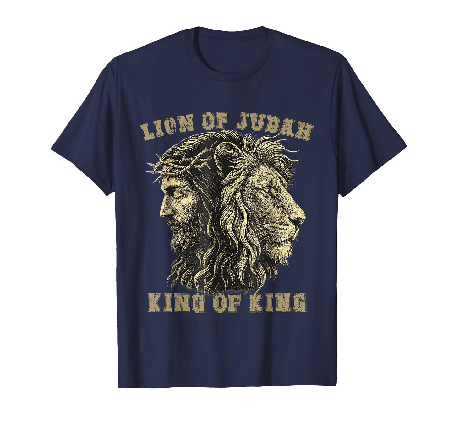 Lion of Judah Jesus Crown of Thorns Christian Faith Design T-Shirt