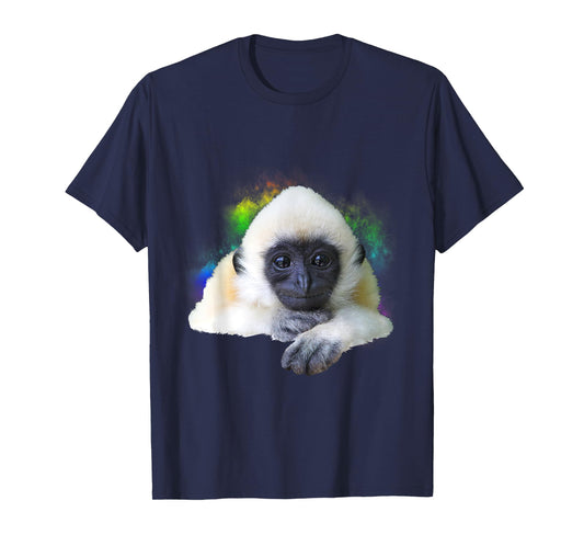 Gibbon Monkey Rainbow Cute Little Primate Animal T-Shirt