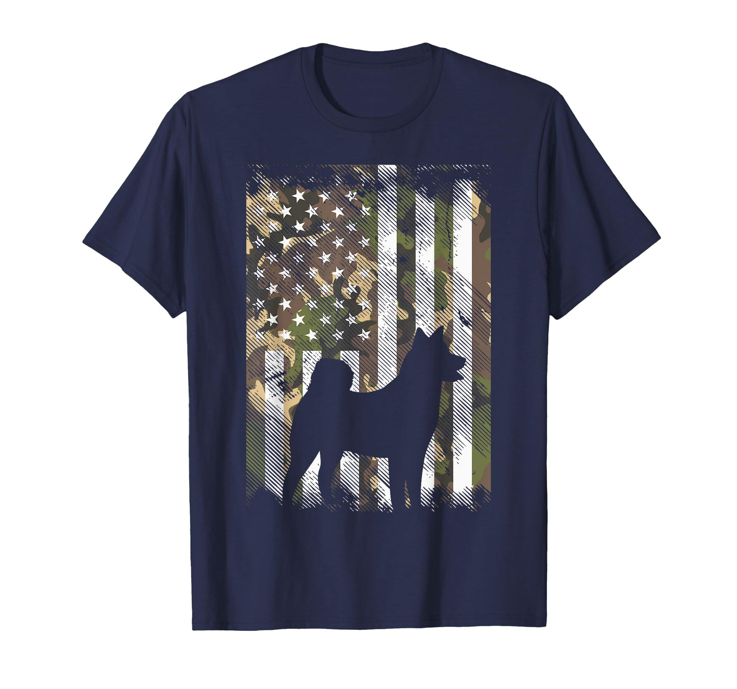 Camo US Flag Shiba Inu Akita Pet Japanese Dog Patriotic Gift T-Shirt for Women Kids Men