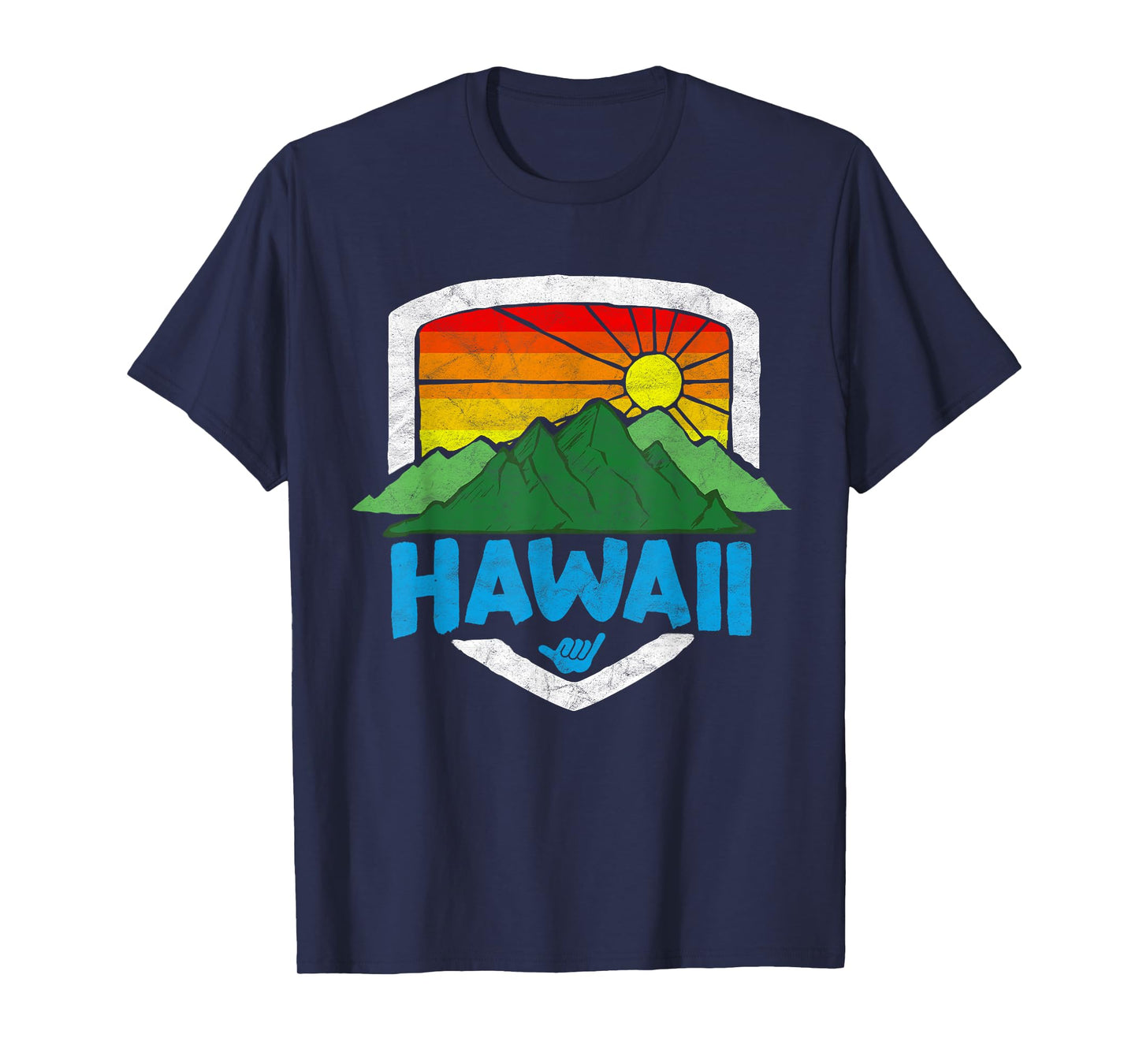 Vintage Hawaii Graphic Retro Rainbow Sun 80's Design T-Shirt