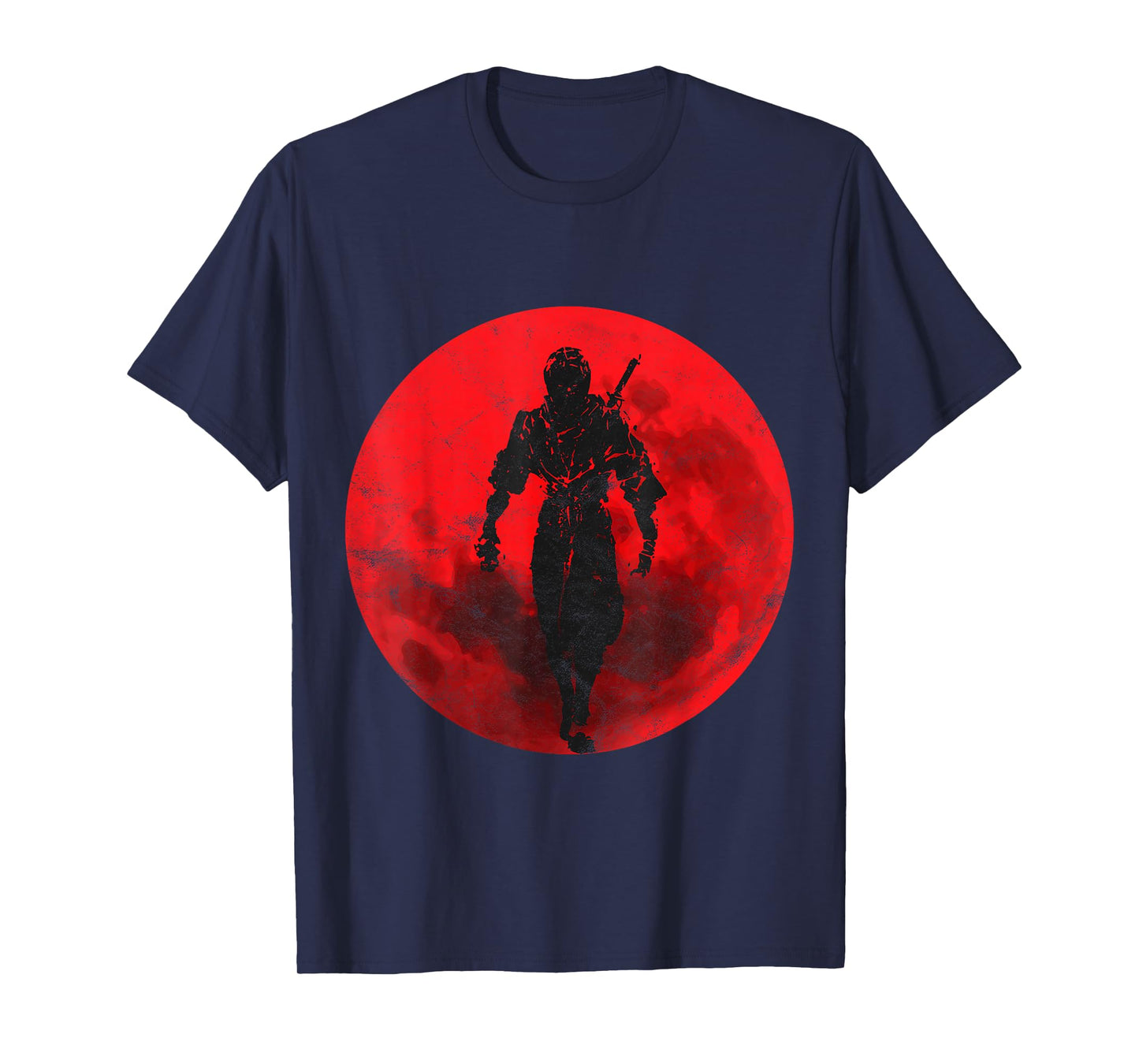 Ninja Figher Red Moon Japan Sword Samurai Warrior T-Shirt