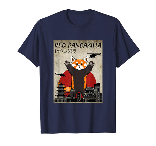 Red Pandazilla - Funny Red Panda Japanese Sunset Style T-Shirt