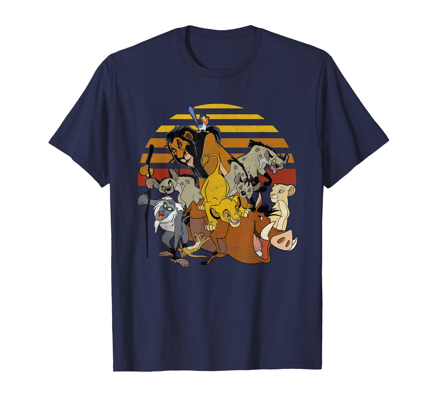 Disney Lion King Group Retro Stripe Sunset Vintage T-Shirt T-Shirt
