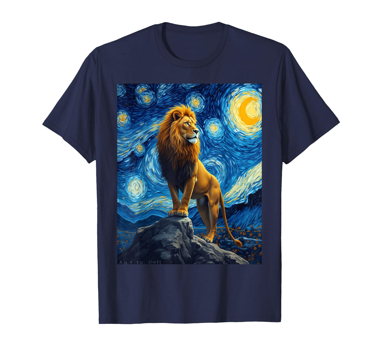 Van Gogh's Starry Night Lion King Jungle Animal T-Shirt