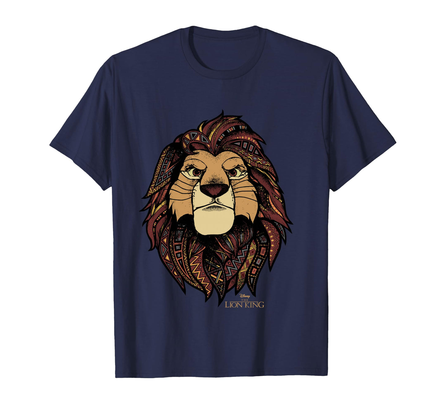 Disney Lion King Simba Ornate Geometric Pattern Portrait Long Sleeve T-Shirt