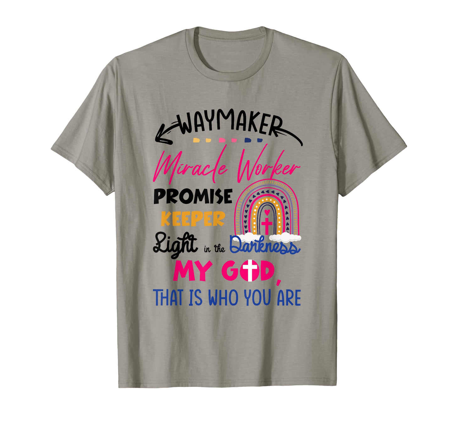 Kids Waymaker Miracle Worker Rainbow Boho Christian T-Shirt