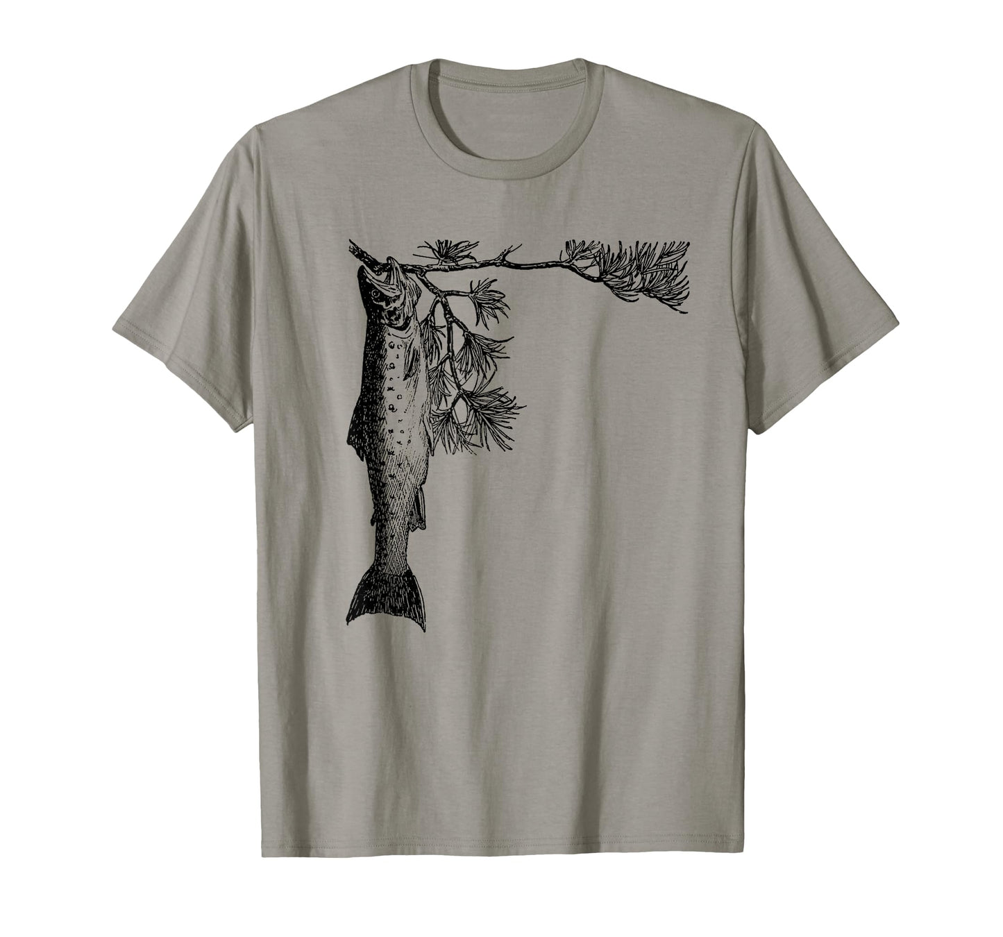 Retro Trout Fishing Tree Pine Shirt - Brook Fish Tee T-Shirt