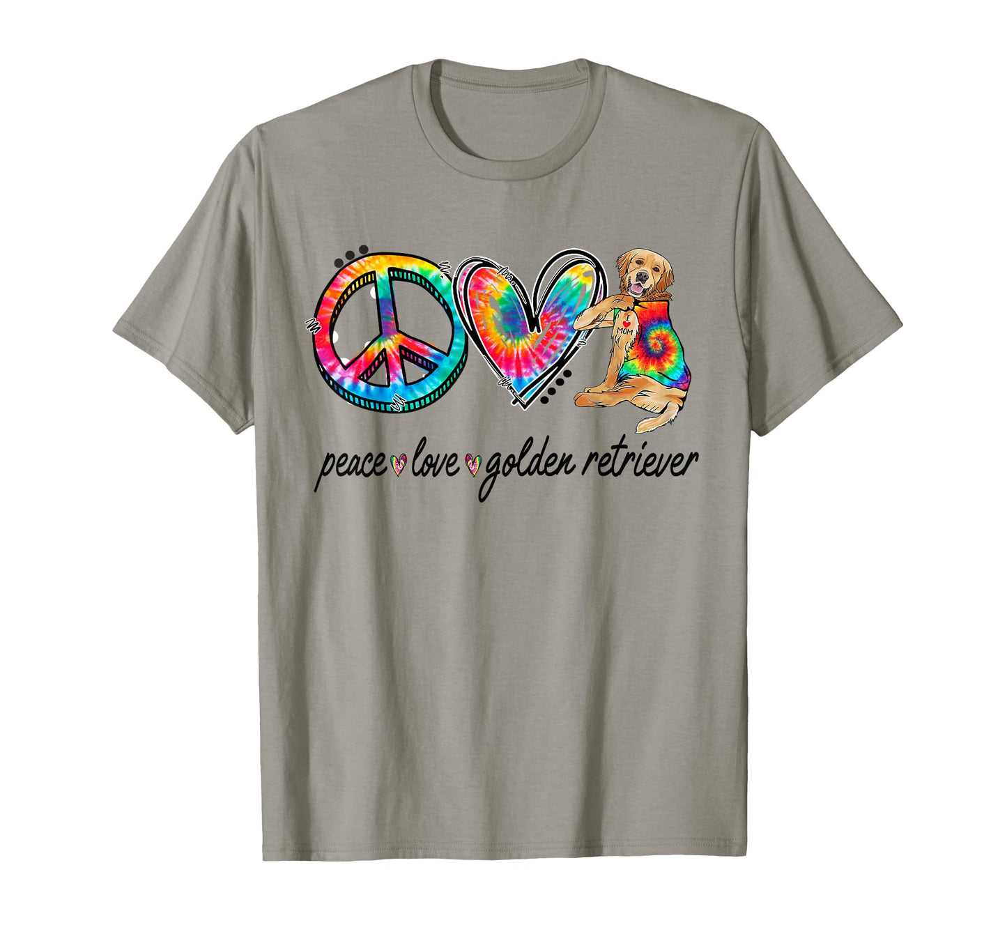 Peace Love Golden Retriever Tie Dye Rainbow Dog Lover T-Shirt