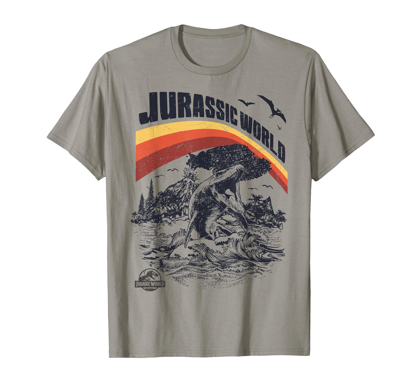 Jurassic World Two Mosasaurus Retro Rainbow Graphic T-Shirt T-Shirt