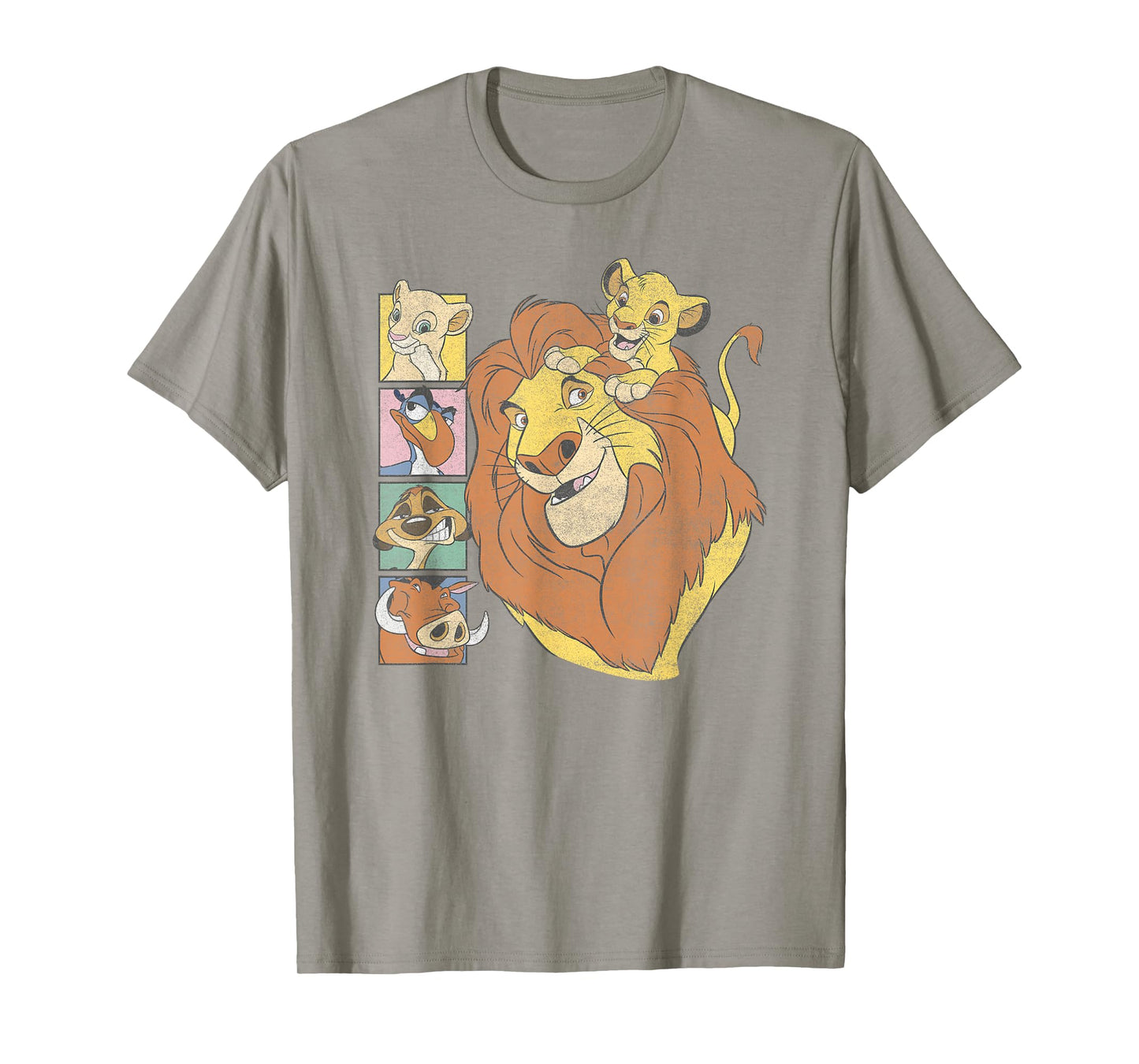 Disney The Lion King Characters Group Shot Retro Chest Logo T-Shirt