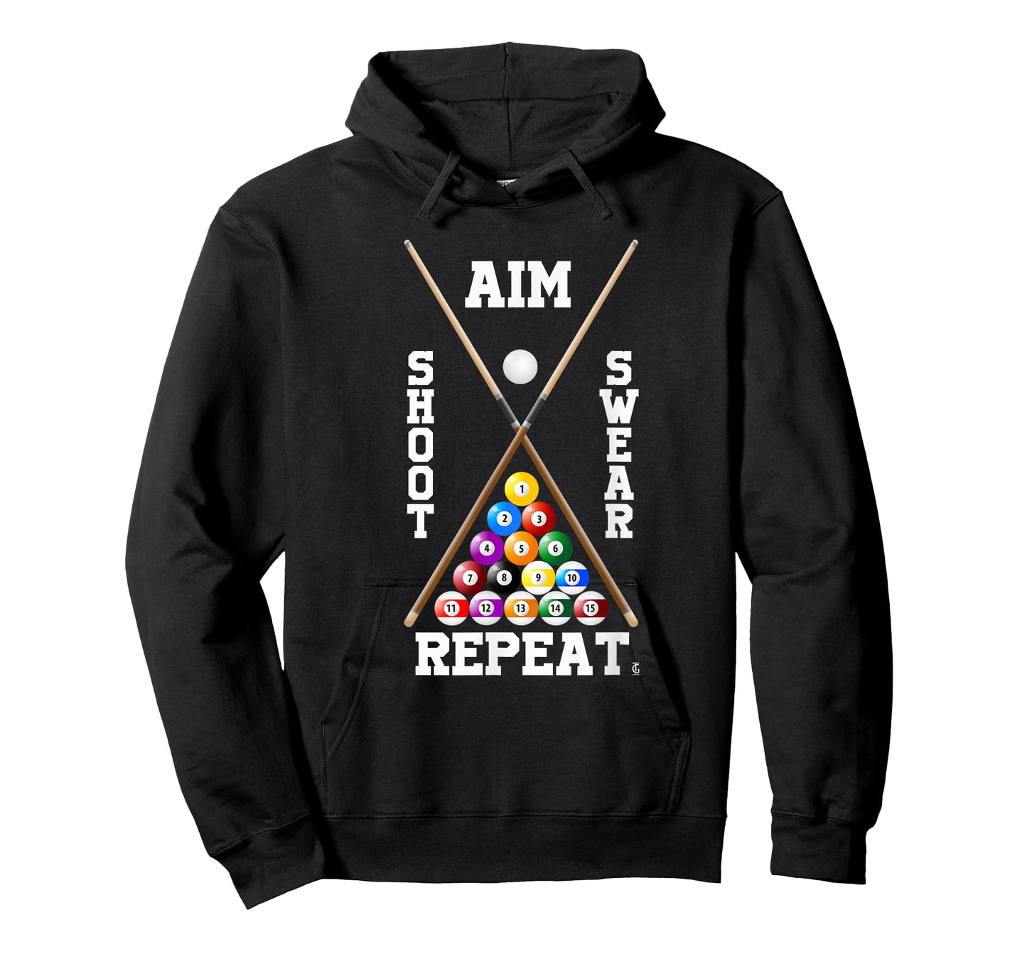 Billiard Pool Player Play Sport Aim Shoot Swear Repeat T-Shirt