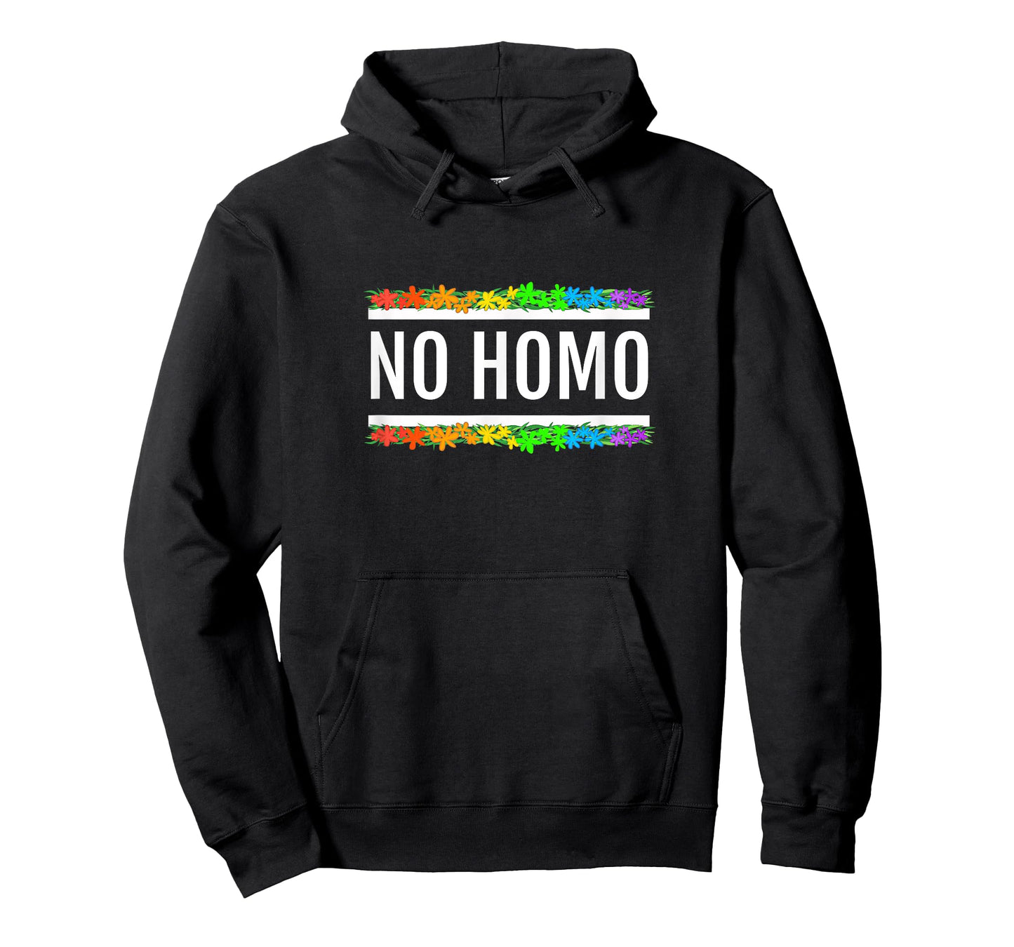 No Homo Rainbow Floral Shirt (White Text) - Gay Pride T-Shirt