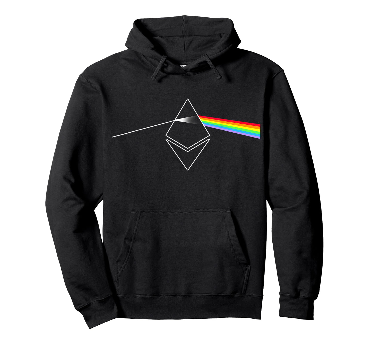 Miftees Crypto Tees Ethereum Prism Rainbow Light Unisex-Adults Black T-Shirt